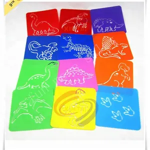 Colorful PP art stencil animal plastic stencil for kids