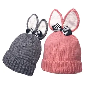 2017Newborn Rabbit Ear Baby Hat Child Winter Hat For Boy Girls Winter Warm Knitted Hat For Baby Infant Bunny Beanies