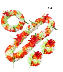 Party Hawaiian <strong>Flower</strong> <strong>Lei</strong> 12 Color Petal Necklace Head Ring Hand Ring Four Sets of Holiday Activities Dress up Accessories - Product Image 4
