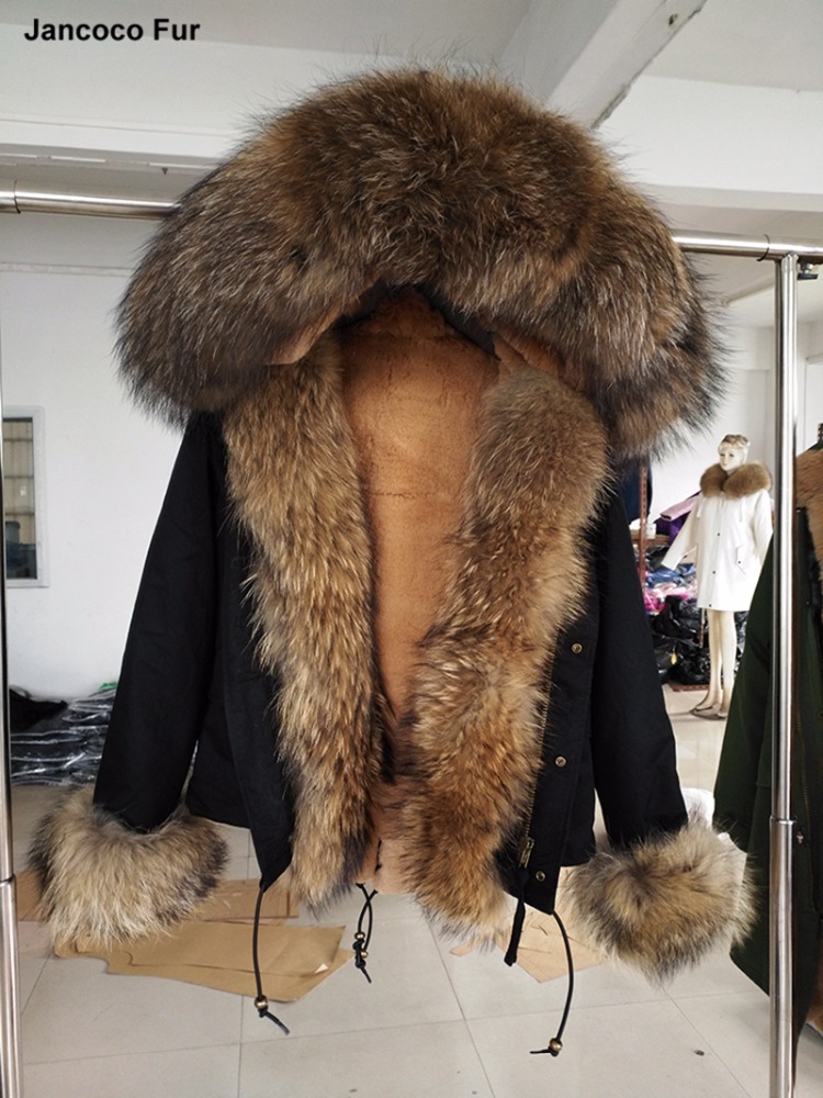 Nouveau Femmes Réel Fourrure De Raton Laveur Collier À Capuchon Parka Veste D'hiver Chaud Épais Pardessus Top Qualité Parker