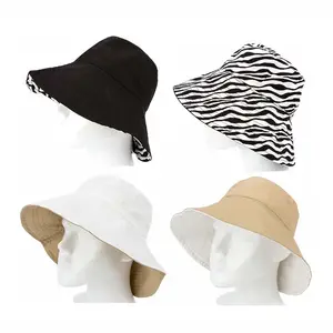 Chapeaux de pêcheur pour femmes, bob en coton, à large bord, Protection UV réversible, collection