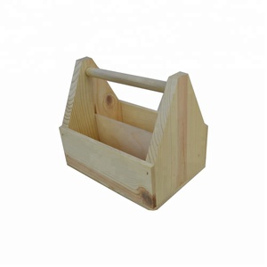 싼 미완성 나무 맥주 캐디 소다 병 캐리어 정원 나무 도구 상자 - Product Image 1