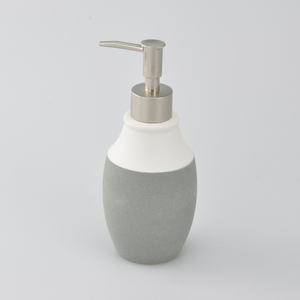 Distributeur de lotion cylindrique en céramique ronde grise de marque - Product Image 6