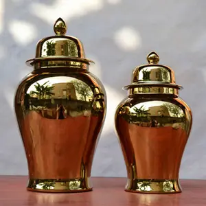 高中国手工瓷金釉陶瓷装饰姜罐