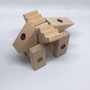 Educativi 3D Magnetico di Legno di Forma Blocchi di Blocchi di Costruzione di Costruzione Giocattoli per I Bambini - Product Image 4