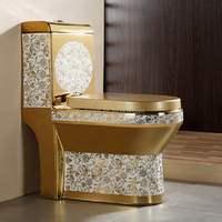 Inodoro Musulmán de Cerámica KD-03GPB, Color Dorado Brillante, con Asiento Redondo, Artículos Sanitarios de Alta Calidad de Chaozhou, Chapado en Oro