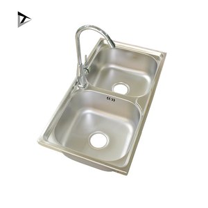 Grande capacité unique conçu durable en aluminium double bol en acier inoxydable évier de cuisine réservoir d'eau - Product Image 2