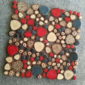 Mediterranen Stil Rot Braun Farben Kleine Füße Kristall Glasur Kiesel Mosaik Keramik - Product Image 2