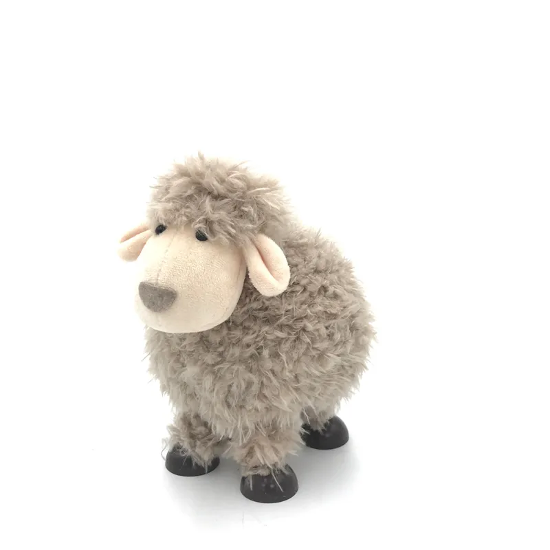China wholesale custom art craft home decoration pieces brown fur lamb ornaments lovely mini plush sheep decor ideas