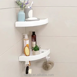 BNcompany White ABS Plastic Folding Multifunction Classic Flexible <strong>Bathroom</strong> Corner <strong>Shelf</strong> Double Sided <strong>Suction</strong> Cups Storage Racks - Product Image 1