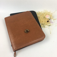 Maletín portatarjetas para hombre de negocios de cuero de lujo, bolso portadocumentos vintage con cremallera