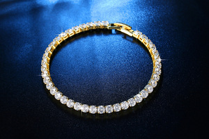 Pulsera <span class=keywords><strong>de</strong></span> Estilo Simple Chapada en Oro Blanco <span class=keywords><strong>de</strong></span> 18k, Joyería <span class=keywords><strong>de</strong></span> Lujo para Mujer, Pulsera <span class=keywords><strong>de</strong></span> Tenis con Circonitas Cúbicas Austriacas - Product Image 4
