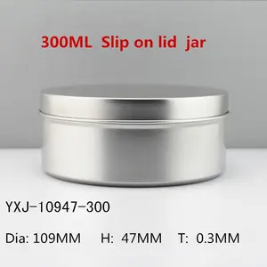 大号 10 盎司 300 毫升铝制蜡烛罐在盖子上滑动身体膏霜锡罐 109*47