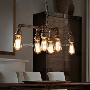 Tubulação Industrial Lustres luzes com luzes 6, Tradicional de Alta qualidade Max 360W Metal Luminária pendente luzes - Product Image 1