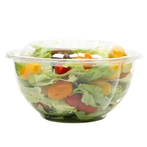 Штабелируемая одноразовая прозрачная пластиковая миска 32 унции с купольными крышками для салатов фруктов