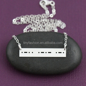 Festival D'anniversaire Couple Cadeaux Cachée Secret Message Morse Code Bar Pédant Personnalisé Argent Or Bar Collier - Product Image 1