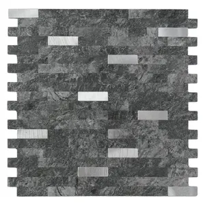 11.<span class=keywords><strong>5</strong></span> "X 11.7" Kim Loại Xám Đen Peel & Stick Đá Lát Nền - Product Image 1