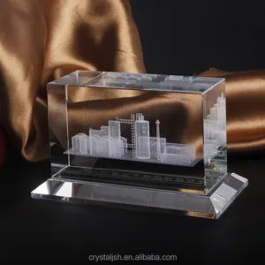 Creative 3d laser crystal architectural models of famous buildings for business souvenir gifts