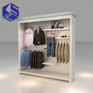 Hot sale clothing shop wooden display stand design wall mounted garment store display furniture clothes cabinet