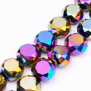 Venta al por mayor precio de fábrica moda AB color mate botón moneda cristal de Murano cuentas facetadas de cristal - Product Image 1