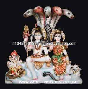 Marble Statue Shiva Parvati With Family - Product Image 1