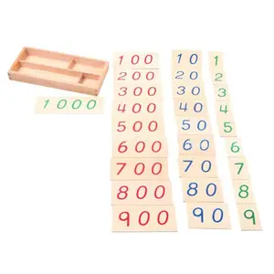 Tijger Montessori Materialen: C057 Kleine Houten Aantal Kaarten Met Doos (1-1000) Mathematische Leren
