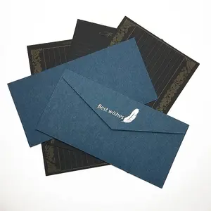 Envelopes de papel de convite preto para embalagem envelope personalizado