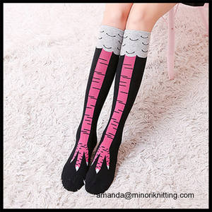 뜨거운 판매 치킨 다리 3D 동물 인쇄 사용자 정의 만든 무릎 높은 양말 여자 원피스 긴 양말 - Product Image 2