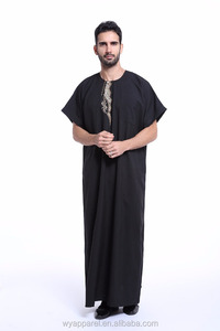 منتج المخزون الأكثر مبيعًا في دبي قفطان رجالي عربي جلباب أربريك للرجال ثوب الدفة بأكمام قصيرة - Product Image 3