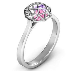 Perhiasan Wanita desain terbaru kustom 925 perak murni bentuk kandang janji batu permata cincin pita dengan zirkon hati terbungkus - Product Image 3