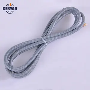 Customized 2*0.75 Dark grey cloth covered fabric wire round, textile fabric wire braided