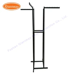 Black iron apparel 4 way clothing pipe metal clothes hanger display rack for shop