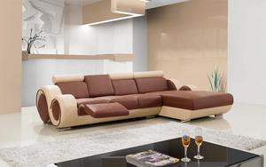 Bisini-Conjunto de sofás de lujo de diseño moderno, sofá de esquina de cuero auténtico, en forma de L, B14278 - Product Image 2