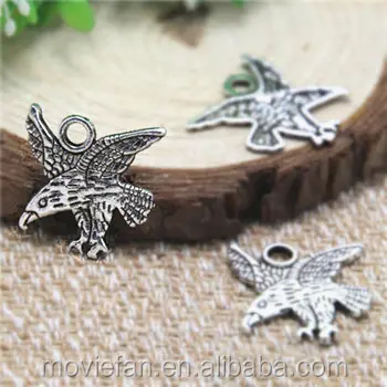 Kartal takılar: gümüş ton 2 taraflı kuş okul maskot Hawk Charm kolye (22x25mm)