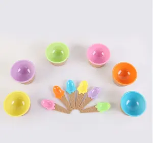 colorful plastic ice cream bowl and spoon set