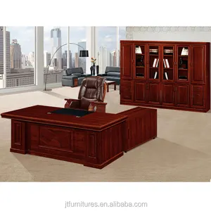 Klassieke houten meubels bureau HDF board l vorm luxe executive bureau met side kast met lade kantoor tafel