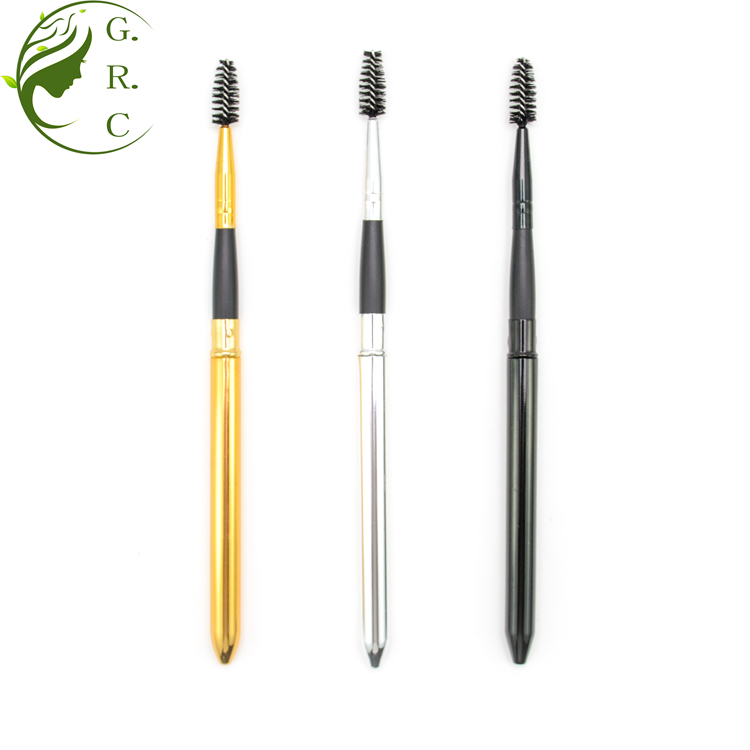 Custom Logo Mini Cosmetic Makeup Brushes Make Up Private Label Retractable Eyebrow Mascara Eyelash Spoolie Brush With Cap