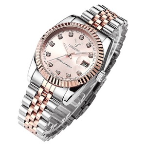 Relojes de pulsera dorados de lujo para <span class=keywords><strong>mujer</strong></span>, de acero inoxidable de alta gama, oro real, resistente al agua, con fecha automática, pantalla analógica de cuarzo CON 1193BZ - Product Image 2