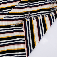 Tissu élastique à rayures en rayonne et spandex, 2x2, pour conception moderne, haute densité, confortable et respirant, fil tricoté