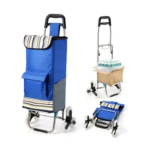 High quality fashionable 600D polyester grocery folding cart portable supermarket shopping foldable trolley bag with wheels