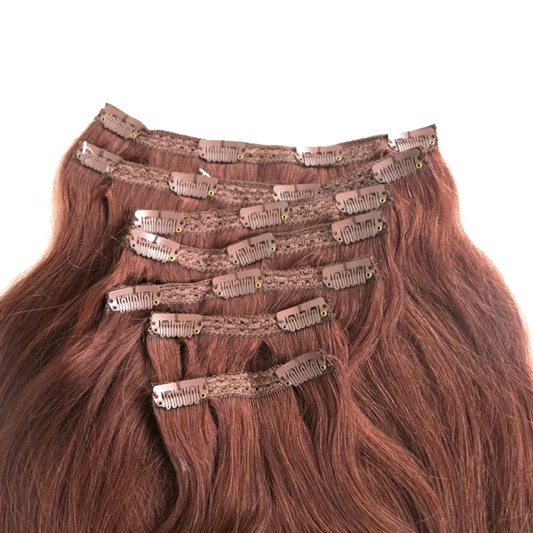 Clip in Hair Extension 100% Human Hair Wholesale Price High Grade Double Drawn European 1 Set 33# 260g with 7 Pcs Chinese Hair