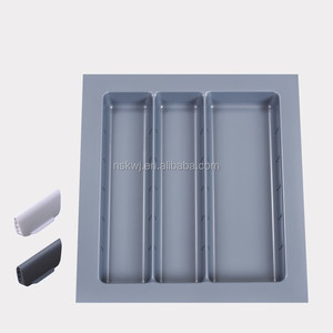 Bandeja para cubiertos de ABS Divisores ajustables Organizador de bandeja de cubiertos de plástico en blanco y gris para cuchillo y tenedor en <span class=keywords><strong>cajón</strong></span> de cocina - Product Image 4