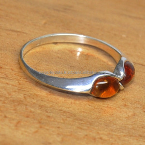 Joyería de plata ámbar Anillos hechos a mano de plata de ley 925, anillo de plata fina con anillo de moda de ámbar natural para regalo de boda. - Product Image 6
