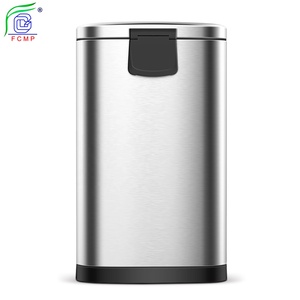 Tempat Sampah Semi bulat 12L, dengan ember bagian dalam tutup baja tahan karat dan Pedal kaki kapasitas besar untuk kantor dan dapur - Product Image 2