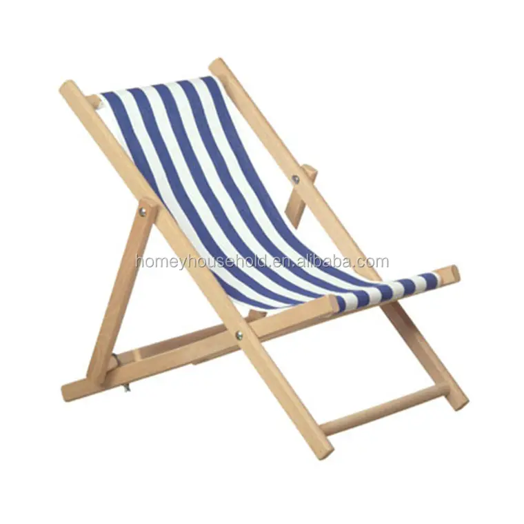 Katı ahşap dış mekan mobilyası katlanabilir tuval plaj sandalyesi çocuklar balıkçılık güneş şezlong şezlong