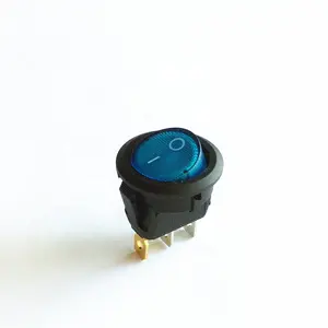 12V Blue Button 3 Pin LED M20 Round Rocker Switch With 20MM 10A