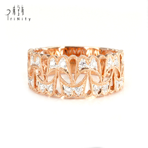 แหวนเพชรอเมริกันสไตล์วินเทจ18K แข็งโรสโกลด์เพชรแท้ธรรมชาติของขวัญแต่งงานสำหรับผู้หญิง - Product Image 2