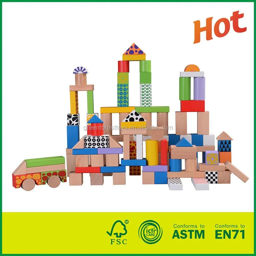 Bloques de construcción de madera castillo bloques de juguetes educativos