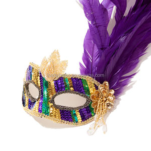 מרדי גרא מסכת פאייטים Eyemask ליל כל הקדושים קישוט נוצת Masquerade - Product Image 4