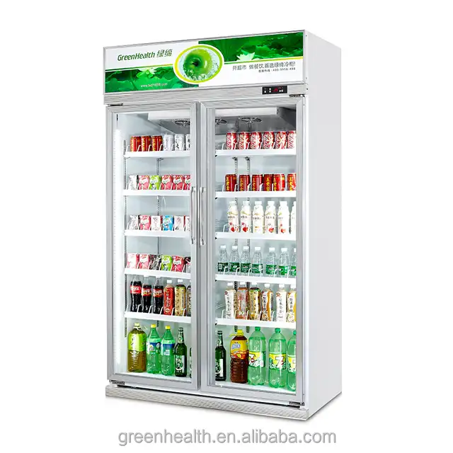 Green & Health 2ドアコールドドリンクチラー、アイスクリーム/チョコレートディスプレイケース用冷凍庫中古商業冷蔵庫工場直販